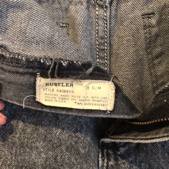 Vintage Rustler Jeans size 16 slim gray‎ acid wash - Picture 3 of 6